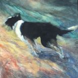 Richard Lannowe HALL (b.1951), Mixed media on board, 'Running Dog', Inscribed to verso, Signed