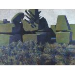 Margaret DEAN (b.1939), Acrylic on canvas, 'Toward the Fair' - topiary in the garden of Blue Hayes