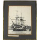 Pair of early black & white photographic prints, 'The Four masted steel barque 'Hougomont' drifts