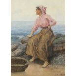 George Henry A. BROWN (1862-?), Watercolour, Fish wife awaiting the return of the fleet - Capri,