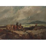 John HOLLAND Snr. (1799-1879), Oil on canvas, 'Rough Weather, Cornish Coast', Signed, 28" x 42" (
