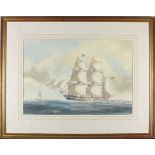 * Percy DALTON (1894-1968), Watercolour, Ship portrait - Falmouth Packet Barque Sandwich c.1830