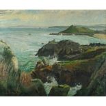 * Fred BOTTOMLEY (1883-1960), Oil on canvas, 'Cornish Cliffs St Ives' - looking towards The Island &