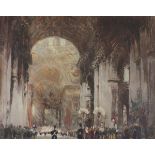 William WALCOT (1874-1943), Limited edition coloured print, Interior of 'St Peter's Rome', A