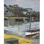 Ken HOWARD (b.1932), Oil on canvas board, 'Mousehole Harbour Low Water', Circa 2016, Signed, 11.