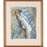 * Roy RAY (b.1936), Mixed media on paper, Standing female nude 'Leaning Figure', Inscribed to verso,