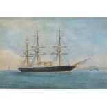 R* WILKINS, Pair of watercolours, 'H.M. S. Warrior' (the first iron clad warship), Together with