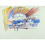 * Fred YATES (1922-2008), Watercolour, A French railway station, Unframed, 21.5" x 30" (54.6cm x