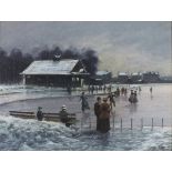 * John SEEREY-LESTER (b.1945), Pastel, 'Ice Skating II' - Edwardian figures in a park, Inscribed