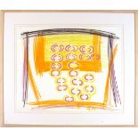 * Sir Terry FROST (1915-2003), Crayon & pastel on paper, Untitled abstract in orange, yellow &