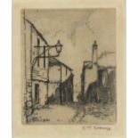 * George Turland GOOSEY (1877-1947), Pair of etchings / drypoint, Street scenes St Ives, Signed in