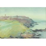 * Mary STORK (1938-2007), Watercolour / gouache, Cornish coast 'from Pendeen Watch', Signed, 7.25" x