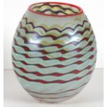 * Norman Stuart CLARKE (b.1944), Hand blown glass Vase of ovoid form with iridescent decoration of