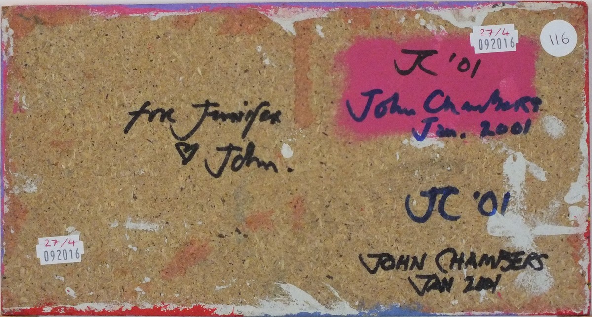 John CHAMBERS (1934-2015), Mixed media on heavy chipboard, Untitled abstract, Signed with initials & - Image 2 of 2