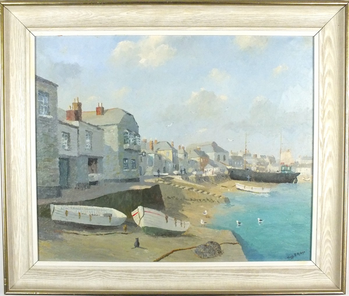 * Hugh E. RIDGE (1899-1976), Oil on canvas, 'The Wharf St Ives', Inscribed & dated 1974 to verso, - Image 2 of 2