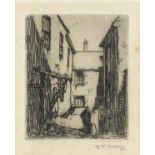 * George Turland GOOSEY (1877-1947), Pair of etchings / drypoint, Back streets St Ives, Signed in