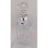 Heavy square glass decanter with stopper from Mappin & Web 11” high