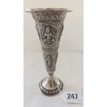 Indian silver vase with chased decoration 5.5” high 77g