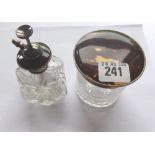 Attractive tortoiseshell covered dressing table jar the glass body cut with a Chinese building Lon