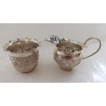 Indian sugar bowl & cream jug with chased band 200g