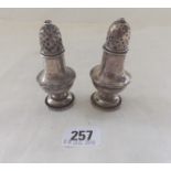 Pair baluster shaped peppers marked sterling 65g