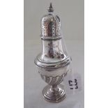 Victorian pepper caster with half fluted body Sheff 1891 by JD & S