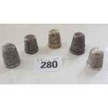Charles Horner – silver thimble & 4 others