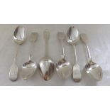 Set six Victorian fiddle pattern dessert spoons Lon 1847 by CL 240g