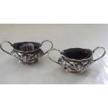 Pair Art Nouveau style salts with glass liners Birm by M & Co possibly 1905