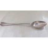 Edwardian unusual pattern heavy plain basting spoon Sheff 1909 170g