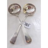 Pair George III oe crested sauce ladles Lon 1801 by WE 90g