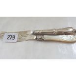 Two Victorian butter knives one with mop handle Sheff 1872 & Birm 1847