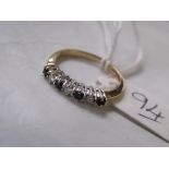 A 9ct sapphire & diamond 7 stone ring approx size 'M'