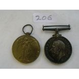 1914/8 silver war medal to Pte Lashbrook R.A.M.C. & Victory medal to Lieut A.E.Watkins