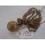 Gold sphere pendant on 9ct neck chain