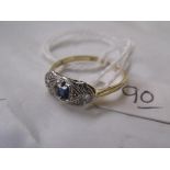 18ct sapphire & diamond set ring approx size 'M'