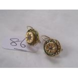 Pair Victorian gold diamond set earrings