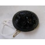 A good Victorian jet brooch carved with foliage 2” wide