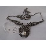 Marcasite silver 1940's necklace