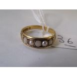 A Victorian 15ct pearl set ring 2.5g approx size 'N'