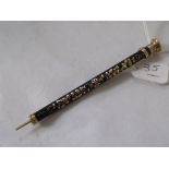 An antique gold inlaid tortoiseshell propelling pencil 3” long