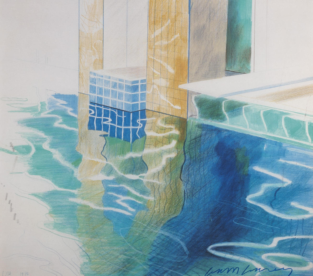 David Hockney RA (British, b.1937) POOL, 1976 offset lithographic print signed in blue ink lower