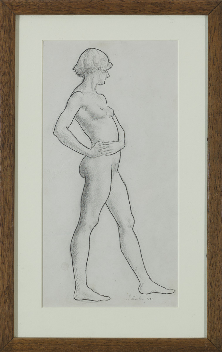 John Luke RUA (1906-1975) NUDE STUDY, 1930 pencil signed and dated lower right 12¾ x 6½in. (32.39 - Image 2 of 3