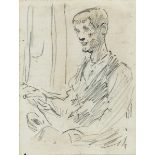 Jack Butler Yeats RHA (1871-1957) WEAVER AT LOOM watercolour over pencil 3½ x 2¾in. (8.89 x 6.