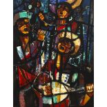 George Campbell RHA (1917-1979) CAROL SINGERS, MÁLAGA oil on board signed lower right; titled and