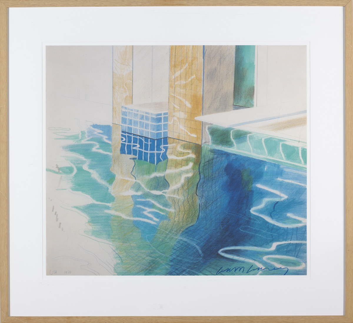 David Hockney RA (British, b.1937) POOL, 1976 offset lithographic print signed in blue ink lower - Image 2 of 2