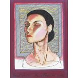 Brian Bourke HRHA (b.1936) PORTRAIT OF L.S., 2004 oil pastel over watercolour on paper signed and