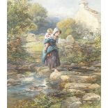 Francis William Topham RA OWS (British, 1808-1877) THE STEPPING STONES, 1861 watercolour signed