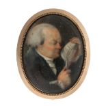 Thomas Braughall (1729-1803) miniature painting in oil by John Comerford. (1773-1832). The piece