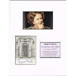 1980s Margaret Thatcher autograph signature. A print of the door of 10, Downing Street signed in